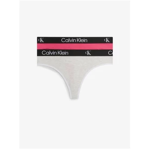 Calvin Klein Set of two women's thongs in dark pink and light gray Calvin Kl - Women