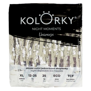 Kolorky Night Moments jednorázové EKO pleny pro kompletní ochranu v průběhu noci velikost XL 12-25 kg 25 ks