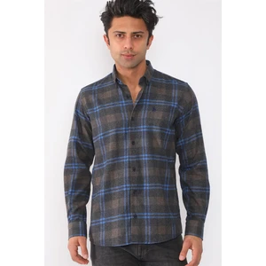 G709 DEWBERRY MEN'S SHIRT-NAVY BLUE-COFFEE