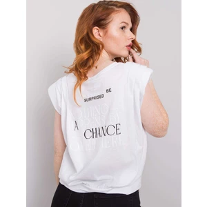 White women&#39;s t-shirt with inscriptions