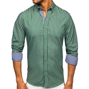 Zelená pánská pruhovaná košile s dlouhým rukávem Bolf 20731