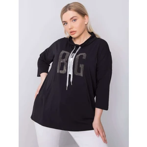 Fekete plus size blúz applikációkkal