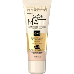 Eveline Cosmetics Satin Matt matující make-up se šnečím extraktem odstín 104 Beige 30 ml