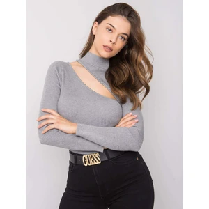 Ladies' gray sweater with cutouts