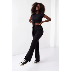 Striped women's blouse and trousers black