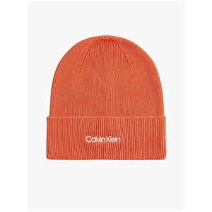 Calvin Klein Oranžová dámská zimní čepice s příměsí vlny a kašmíru Calvin Klei - Dámské