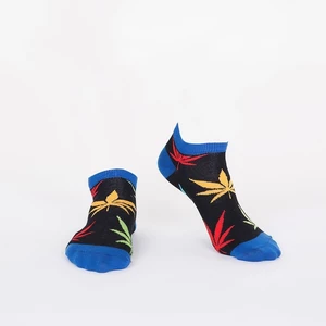 Černé krátké dámské ponožky s barevnými listy