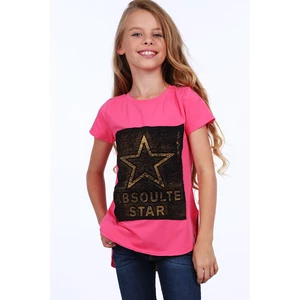Dívčí tričko s delším zadním dílem, amarant
