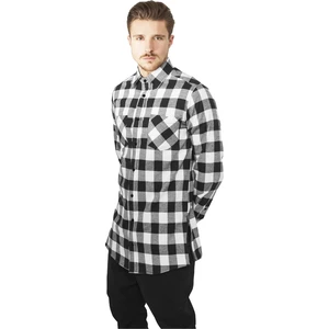 Side-Zip Long Checked Flanell Shirt blk/wht