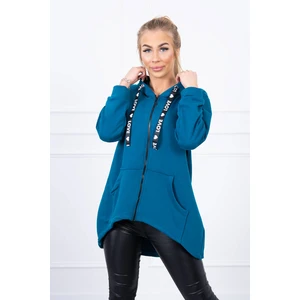 Sweatshirt with longer back and hood marine