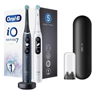 Oral B Elektrický zubní kartáček iO7 Series Duo Pack Black Onyx/White Extra Handle 2 ks