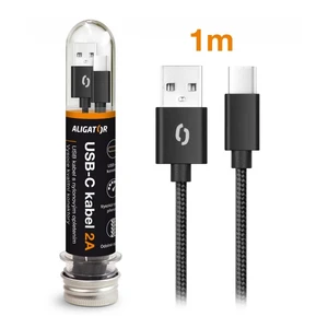 Datový kabel ALIGATOR TUBA 2A, USB-C, černá