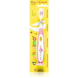Dentissimo Toothbrushes Kids zubná kefka pre deti s prísavkou soft odtieň Pink 1 ks