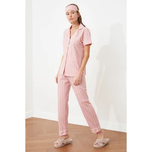 Trendyol Pink Printed Knitted Pajamas Set