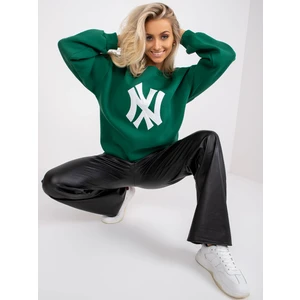 Dark green oversized sweatshirt made of Auriane cotton