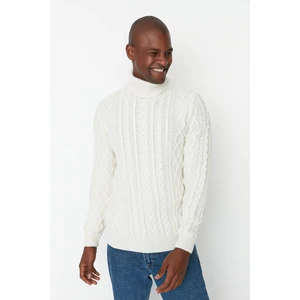 Dolcevita da uomo Trendyol Ecru