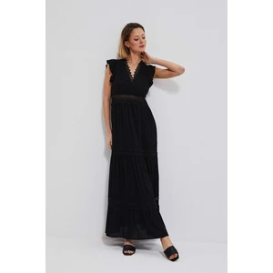 Boho dress with lace - black