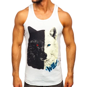 Bílé pánské tílko s potiskem tank top Bolf 14851