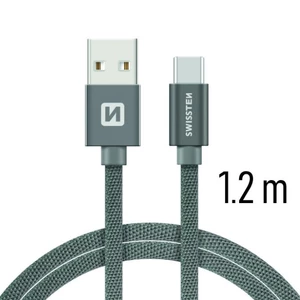 Datový kabel Swissten Textile USB / USB-C 1,2 M, grey