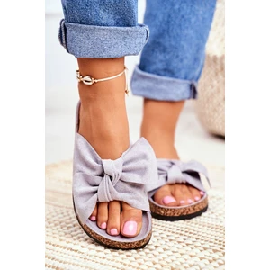 Women's Grey Flip-flops Bows Wendy