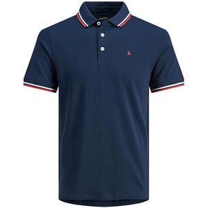 Jack&Jones PLUS Pánske polo triko Slim Fit JJEPAULOS 12143859 Navy Blazer 5XL