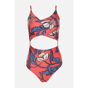 Trendyol Red Floral Patterned Tie Detailed Swimsuit