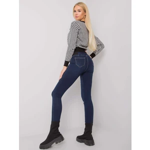 Dark blue jeggings with a high waist