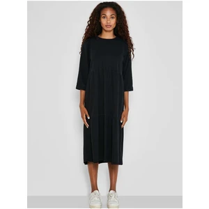 Black Women's Denim Midi Dress with Three-Quarter Sleeve Noisy May Jes - Women