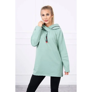 Tunic with a zipper on the hood Oversize dark mint