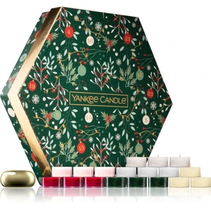 Yankee Candle Dárková sada čajových svíček se svícnem Countdown to Christmas 18 x 9,8 g