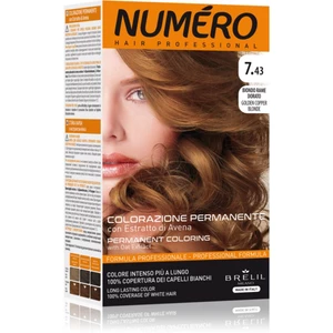 Brelil Numéro Permanent Coloring barva na vlasy odstín 7.43 Golden Copper Blonde 125 ml