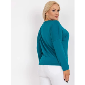 Plus size blouse made of marine viscose with a V-neck Elisa