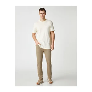 Koton Slim-fit Trousers 5-Pocket, Buttoned Textured