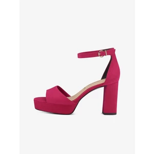 Dark pink women's heeled sandals in suede finish Tamaris - Ladies