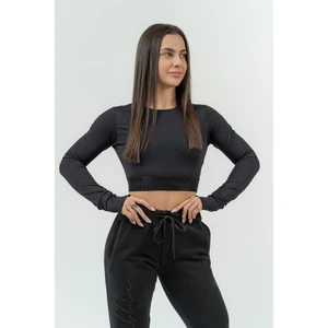 Nebbia Long Sleeve Crop Top INTENSE Perform Black XS Fitness T-Shirt