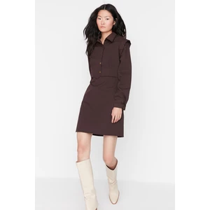 Trendyol Brown Wrap-around Collar Detailed Woven Dress