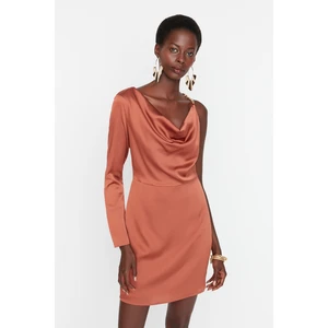 Trendyol Elegant Evening Dress with Cinnamon Satin Shoulder Detail