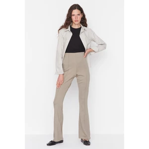Trendyol Mink Relaxed Fit Ribbed High Waist Interlock Knitted Pants