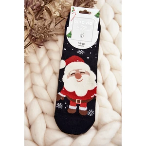 Women's Christmas socks with Santa Claus, black