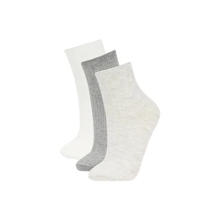 DEFACTO Women's 3-Piece Cotton Socks