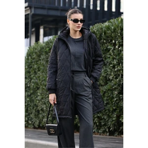 Bigdart 5138 Quilted Long Down Jacket - Black