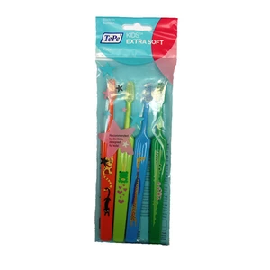TePe Extra jemný dětský zubní kartáček Kids ZOO (Extra Soft) 4 ks