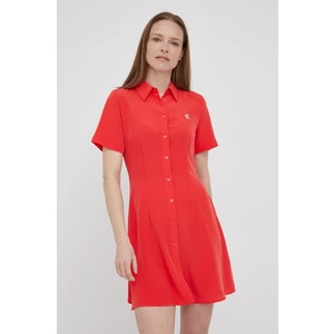 Červené košilové šaty Calvin Klein - Dámské