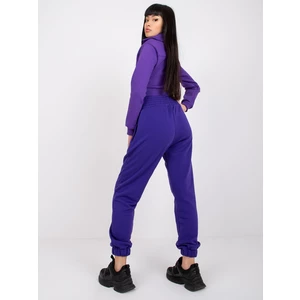 RUE PARIS dark purple sweatpants with pockets