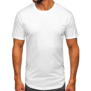 Biele pánske tričko s dlhými rukávmi bez potlače Bolf 14290