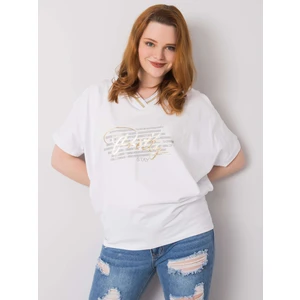 Plus size white blouse with cut-out sleeves