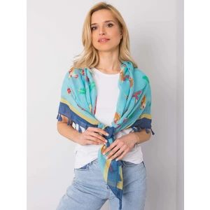 Blue scarf with colorful print