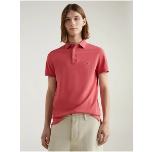 Tmavě růžové pánské polo tričko Tommy Hilfiger 1985 Slim Polo - Pánské