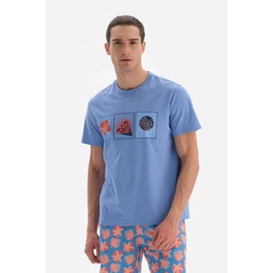 Dagi Blue Printed O-Neck T-Shirt