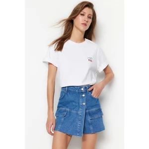 Trendyol Dark Blue Denim Shorts Skirt with Cargo Pocket